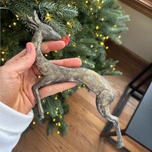 Vintage Brass Reindeer Set of 3 HEAVY Christmas